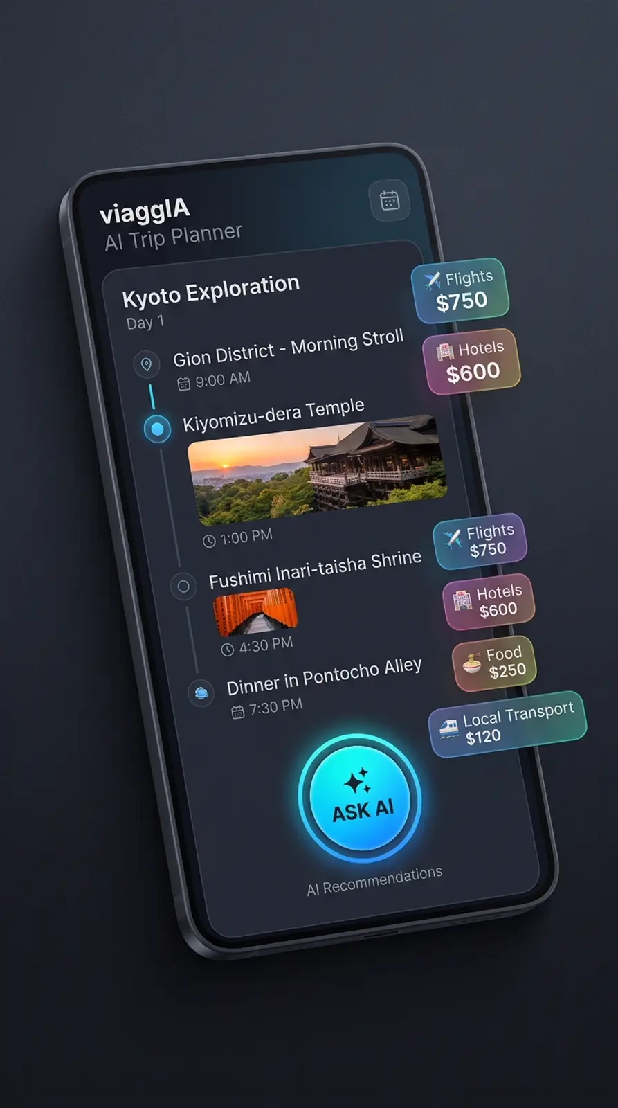 Planner ViaggIA con generazione itinerario AI